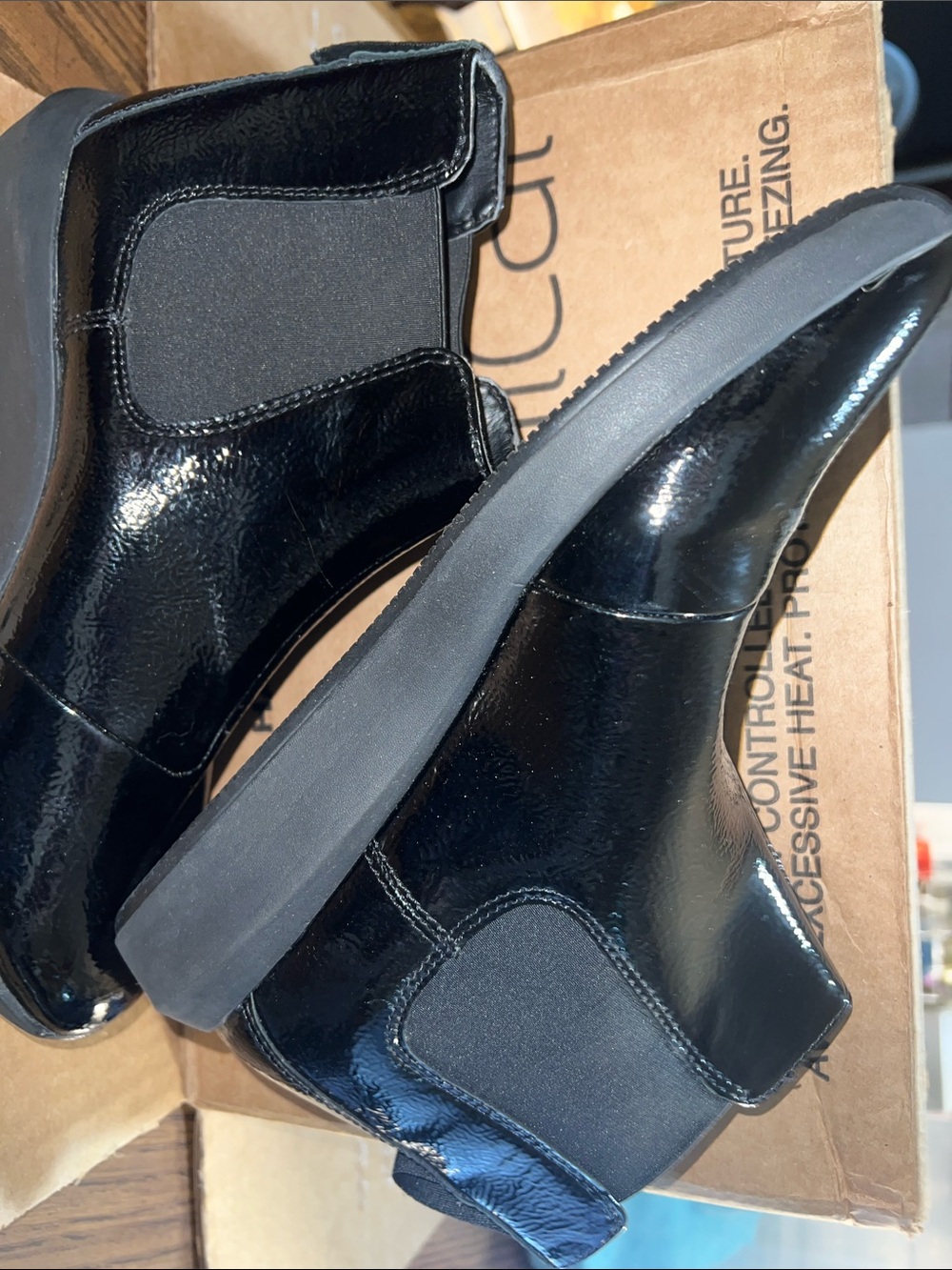 Black Patent Slip-On Women’s Chelsea Boots